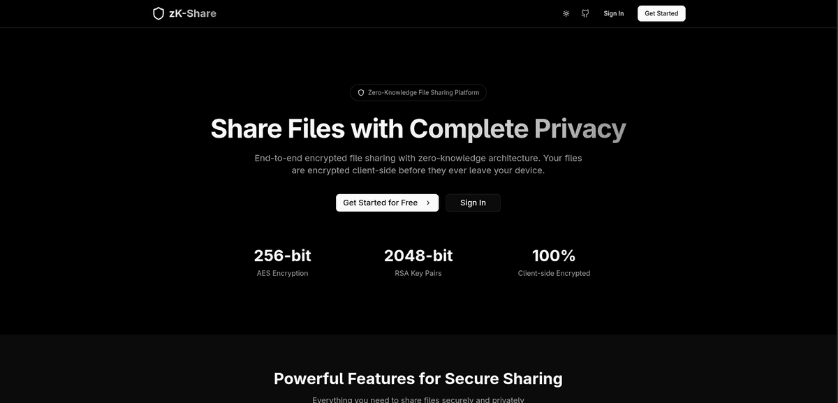 ZKShare Home Page